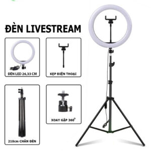 Đèn Livestream Bán Hàng Chuyên Nghiệp 26cm 30cm 36cm - Siêu Sáng, Chân 2m1, Kẹp Điện Thoại 360 Độ