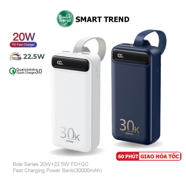 Pin Sạc Dự Phòng Remax RPP-522 30000mAh: Sạc Nhanh QC3.0, PD20W, Bảo Hành 1 Năm