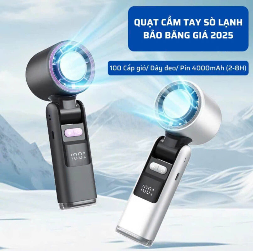 Quạt Cầm Tay Mini K801 - Công Suất Mạnh, Pin 4000mAh, Đèn Pin Tiện Dụng 13 Quat Cam Tay So Lanh K801 1
