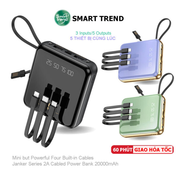 Pin Sạc Dự Phòng Remax RPP-286 10000mAh - Tích Hợp 4 Cáp Sạc & Đèn Pin Tiện Lợi