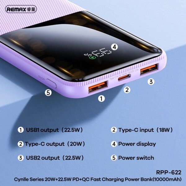 sac du phong remax rpp 622 10000mah 22 5w 6